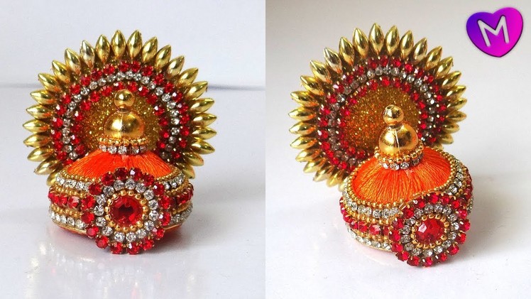 How to make silk thread mukut for ganesha | Ganesha mukut making easy | ganesha mukut decoration !