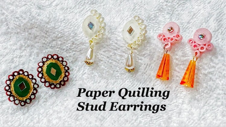 How To Make Stud Earrings With Quilling Paper||New Design Quilling Studs||Quilling Earrings