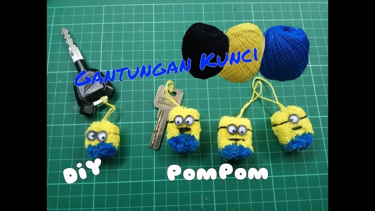 Minion Keychains. PomPom ( Knitting Rope )