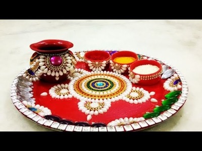 NEW Decorative Pooja Thali IDEAS FOR WEDDING HANDMADE THALI MAKING AT HOME