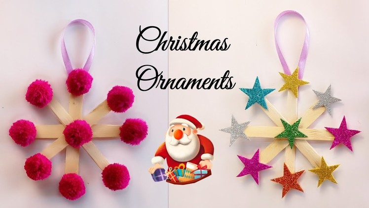 Popsicle Sticks Christmas Ornaments.Chritstmas Crafts.Christmas Decoration Ideas