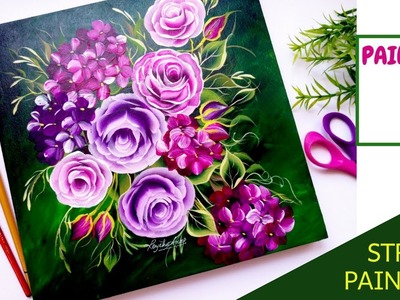 Quick and easy Floral painting on wood - One stroke painting flowers | Acrylic painting | DIY