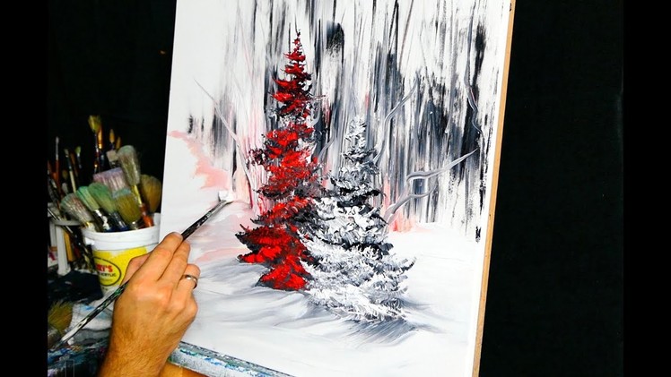 Red Pine Tree - abstract painting by Dranitsin