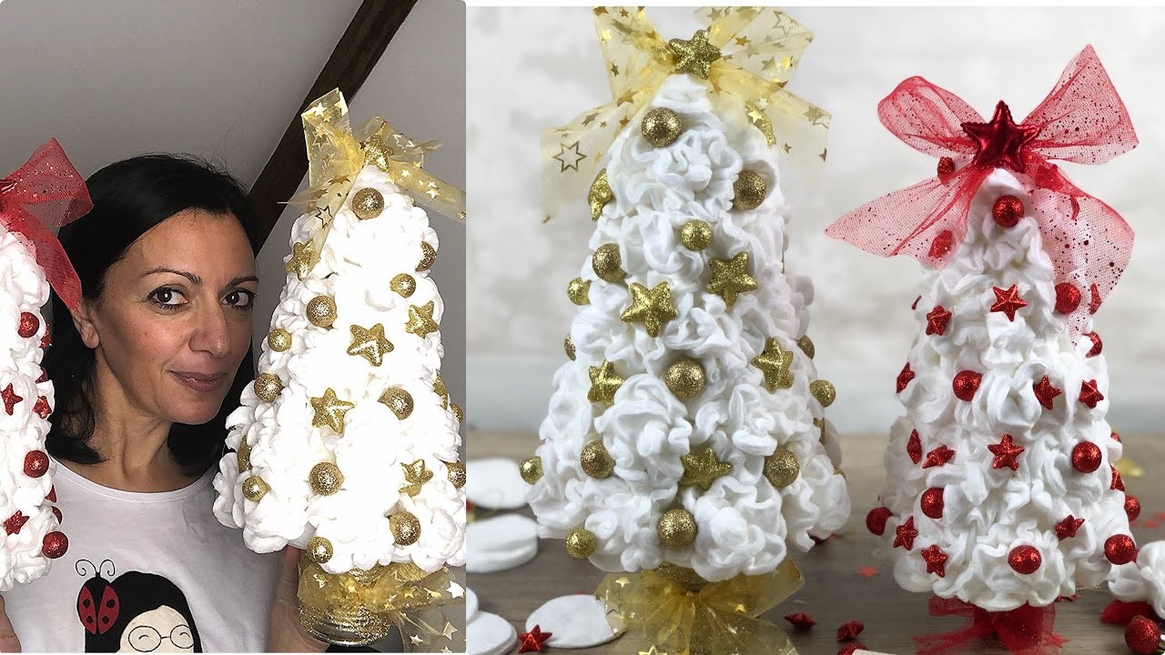 TUTORIAL FACILISSIMO CON I DISCHETTI DI COTONE How to make a Christmas tree with makeup remover pads