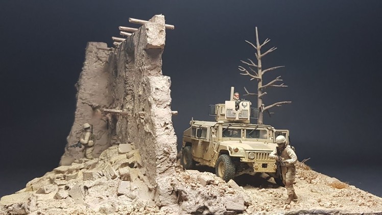 US infantry Afghan house ruins  1.35 scale diorama