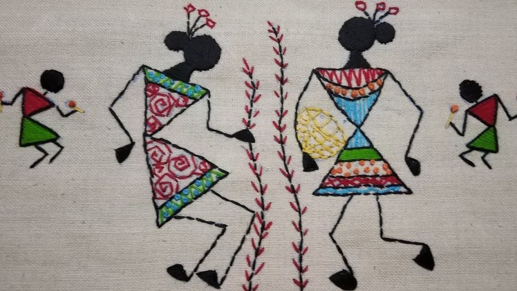 230-Warli embroidery#Tribal art of Maharashtra (Hindi.Urdu)