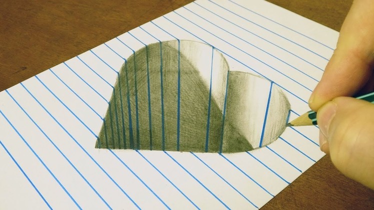 3D SIMPLE & EASY DRAWING TRICKS - HEART SHAPED HOLE - ART ON LINE PAPER