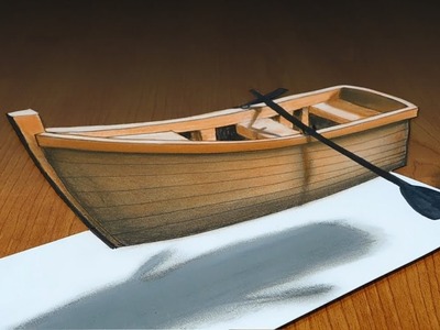 3D Trick Art on Paper   Floating boat   Optical Illusion