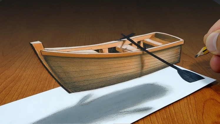 3D Trick Art on Paper   Floating boat   Optical Illusion