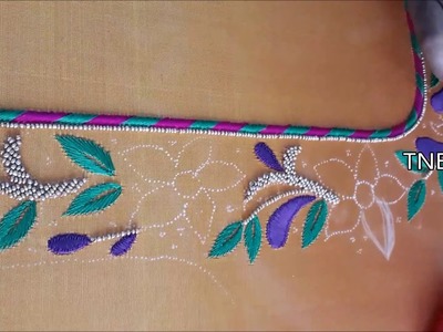 Aari work blouse designs tutorial | basic embroidery stitches | simple maggam work blouses