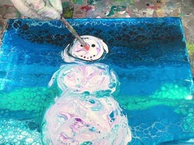 Acrylic Pour Painting: A Christmas Holiday Snowman