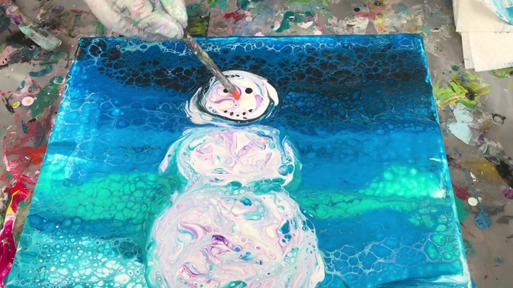 Acrylic Pour Painting: A Christmas Holiday Snowman