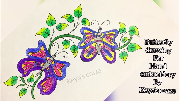 Butterfly drawing for hand embroidery | Butterfly design drawing for hand embroidery | keya's craze
