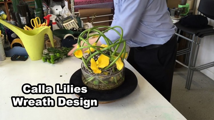 Calla Lilies In Wicker Wreath Design - Easy Flower Arrangement -