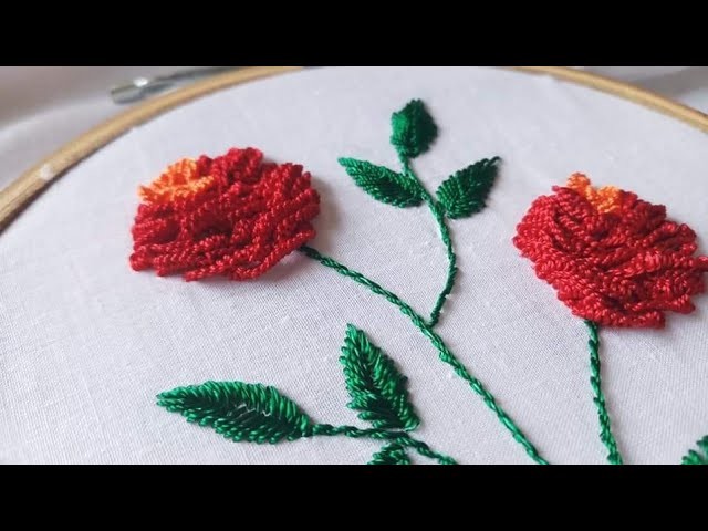 Cast On Stitch Roses (Hand Embroidery Work)