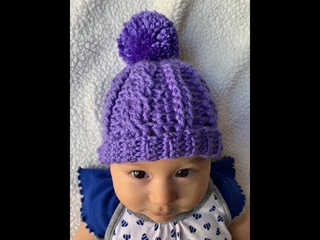 Crochet Baby Cable Hat - 0-3 months