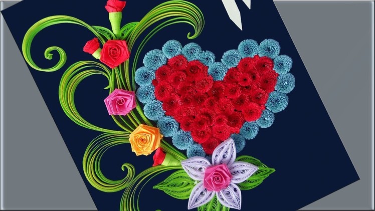 Decorate Beautiful Rose Flower with Heart Design Greeting Card | Indian Tradition