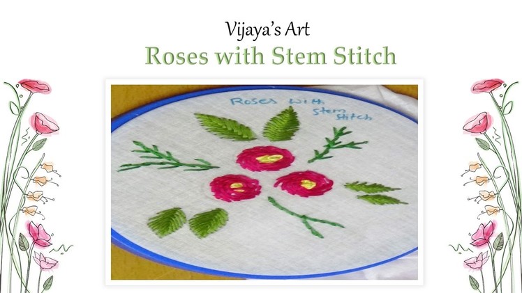 Embroidery Work Designs - Roses with Stem Stitch