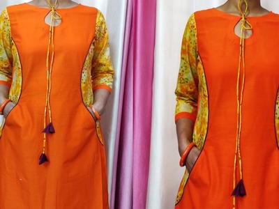 Fancy Kurti Design With Pocket Cutting and Stitching || Unique and Creative Kurti Design