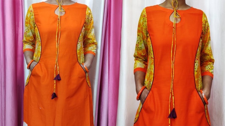 Fancy Kurti Design With Pocket Cutting and Stitching || Unique and Creative Kurti Design
