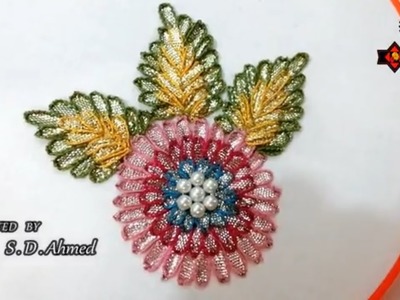 Gota embroidery-how to make 3 layers flower-tutorial in urdu