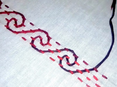 Hand Embroidery | Border Design by Shongkho Lata Stitch.