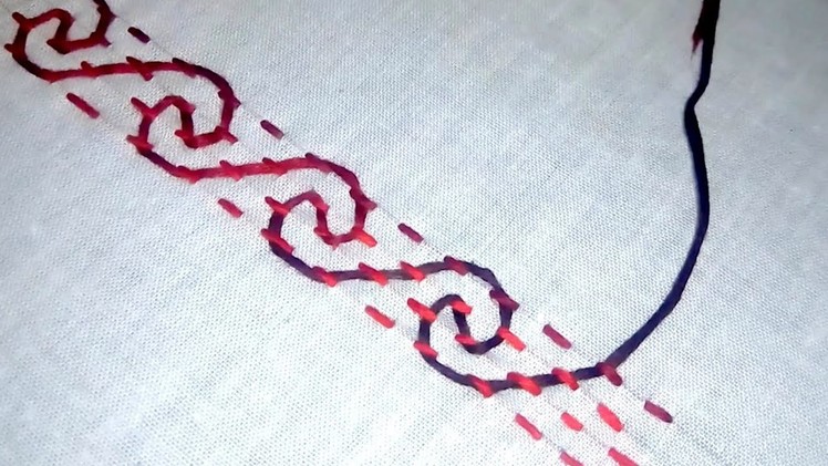 Hand Embroidery | Border Design by Shongkho Lata Stitch.