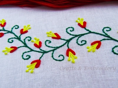 Hand Embroidery. Border design. Simple border line embroidery tutorial. Crafts & Embroidery