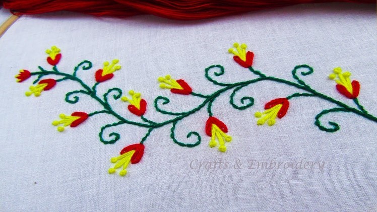 Hand Embroidery. Border design. Simple border line embroidery tutorial. Crafts & Embroidery