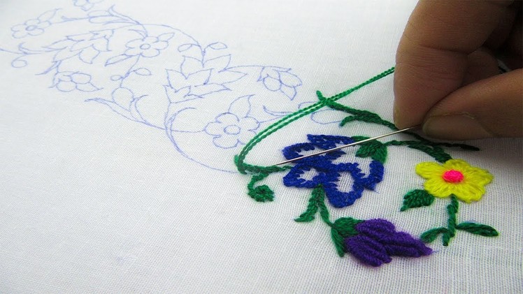 Hand Embroidery;  Border Line Design; Varieties Embroidery Stitch