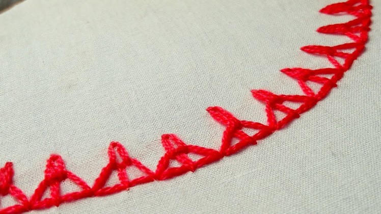 Hand Embroidery :  border line embroidery tutorial # 85.