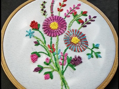 Hand Embroidery Design - Long Tailed Daisy Stitch