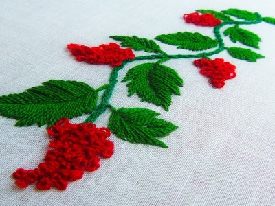 Hand Embroidery; Embroidery Designs by Nakshi Kantha World; Leaf Stitch French knot stitch