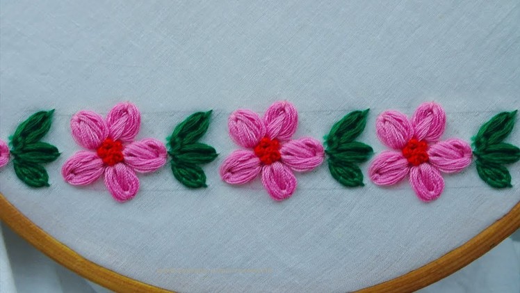 Hand Embroidery Floral Border design for Dress | sewing hacks | simple flower design