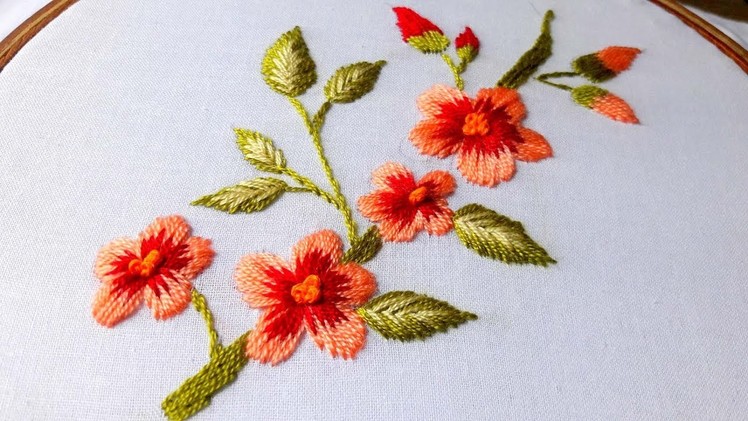 Hand embroidery flower design by cherry blossom.