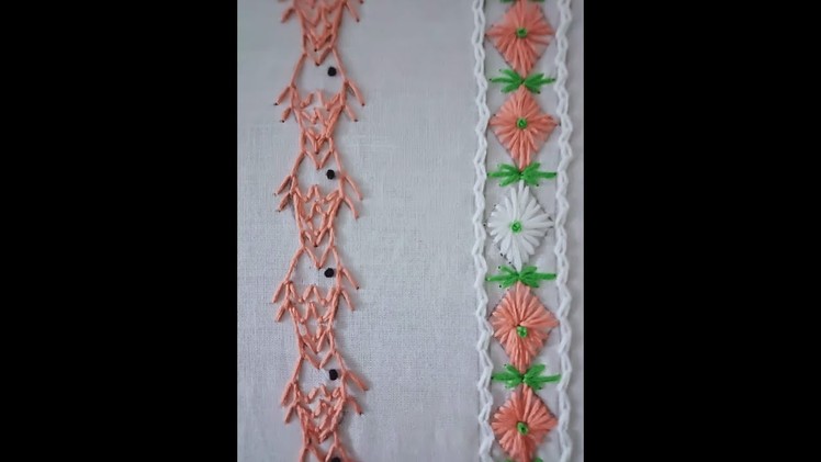 Hand embroidery.Hand embroidery 2 borders.Hand embroidery stitches.