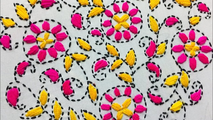 Hand Embroidery l phulkari dopatta  design l orna embroidery l kantha stitch l