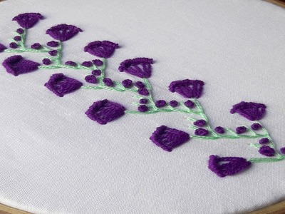 Hand Embroidery : lazy brazilian stitch | border design # 99