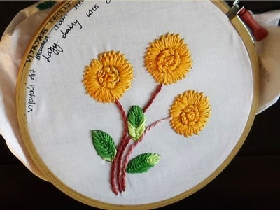 Hand Embroidery Lazy daisy with Challa work design