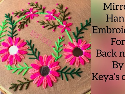 Hand embroidery | Mirror Hand Embroidery for back neck | Blouse back neck hand embroidery designs