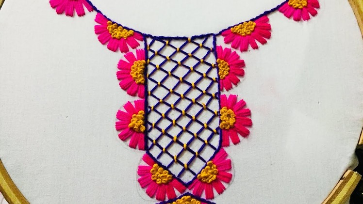Hand Embroidery neckline embroidery design