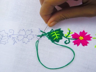 Hand Embroidery, New design border line embroidery,Latest flower border line embroidery,Crafts & Emb
