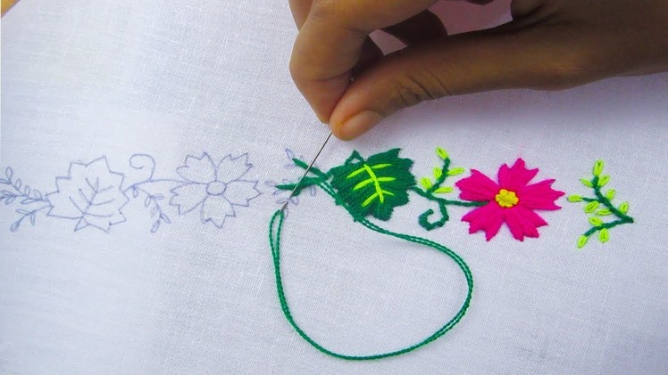 Hand Embroidery, New design border line embroidery,Latest flower border line embroidery,Crafts & Emb