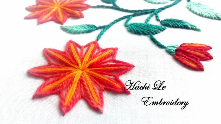 Hand Embroidery Tutorial for Beginners | Lazy Daisy Stitch | Cách thêu hoa 2 màu đơn giản