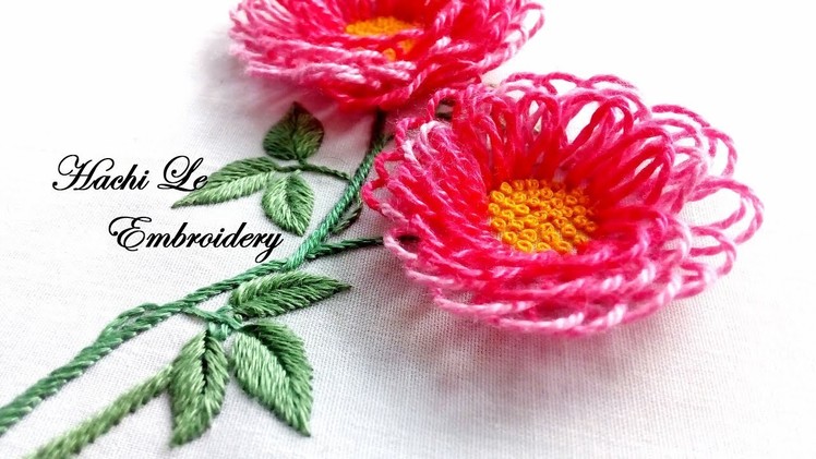Hand Embroidery Tutorial for Beginners| How to Embroider 3D Flowers | Cách thêu hoa 3D đơn giản