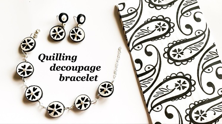 How To Make Paper Quilling Bracelet.Quilling decoupage bracelet-earrings.decoupage paper bracelet