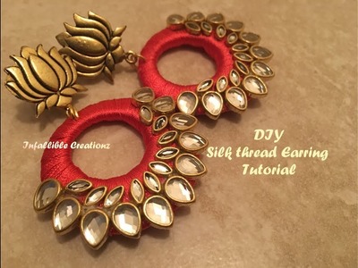 How to make silk thread Earrings at home | Silk thread kundan Earrings | Tutorial