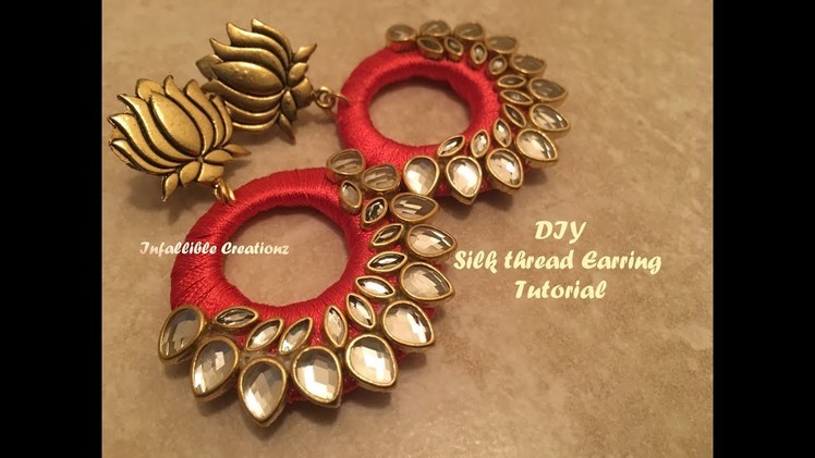 How to make silk thread Earrings at home | Silk thread kundan Earrings | Tutorial