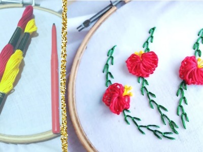 Loose Cast On Stitch Flowers (Hand Embroidery Work)