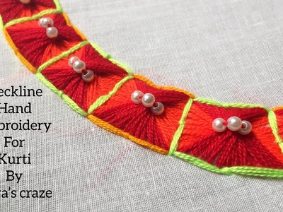 Neckline hand embroidery for kurti | Neck design | Hand embroidery 2018